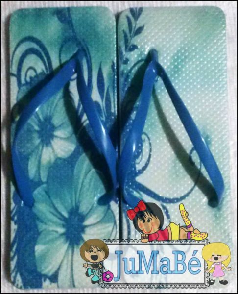 Chinelo Personalizado Azul Flor